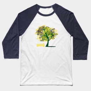 Spring Flowering Tree Park Bench Bird Baseball T-Shirt